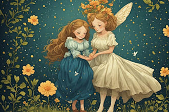 create illustrated fairytale book cover