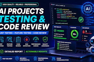 test ai projects with unit testing, feature testing, and code review