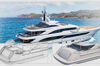 design 3d ship model for game, rendering,  yacht model for 3d printing