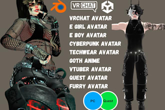 create custom vrchat avatar anime vrc avatar vr character furry avatar