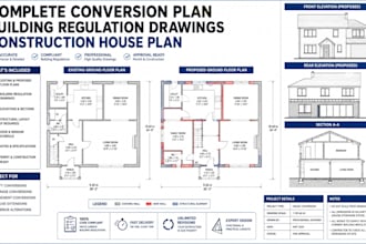 complete conversion plan UK building regulation drawings construction house plan