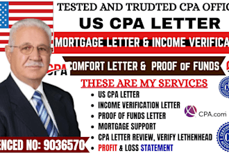 do 2hr US CPA letter, income verification confirmation letter, proof of income