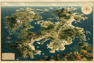 make fantasy map illustration for map