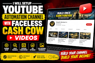 setup youtube automation channel with faceless cash cow videos, top10 videos