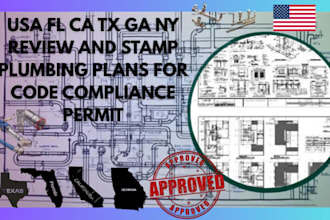 usa fl ca tx ga ny review and stamp plumbing plans for code compliance permit