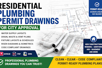 create residential plumbing permit drawings for city approval