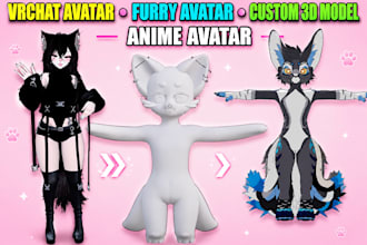 custom vrchat avatar vr chat furry avatar vrc character gestures and animations