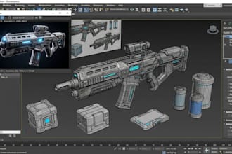 create optimized hard surface assets, gun model for unity and unreal engine