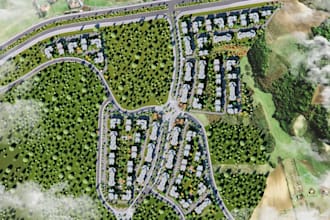 design 3d urban planning masterplan aerial siteplan rendering residential layout