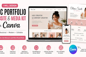 design professional canva ugc portfolio, media kit canva portfolio design