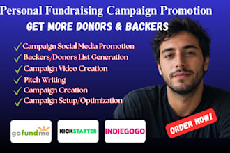 promote personal fundraising campaign to reach real active donors and backers