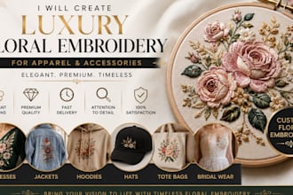 create luxury floral embroidery for apparel and accessories