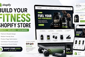 build a gym, yoga, health and fitness shopify store or wellness website