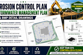 design erosion control plan, stormwater management plan and bmp detail drawings