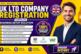 do quick UK ltd company registration, UK company formation, hmrc and vat setup