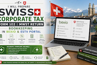 prepare swiss corporate tax form 102 mwst return bookeeping in bexio estv portal
