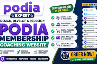 design develop redesign podia membership coaching website and SEO podia expert