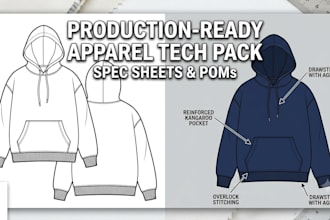 create factory ready apparel tech pack and clothing spec sheet