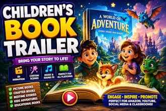 create an animated children book trailer, 3d book trailer and kids promo