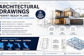 create permit ready plan, architectural drawings for arizona, texas, florida