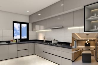 model render 3d kitchen remodel cabinet bath interior design 2d floorplan