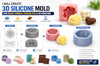 create 3d silicone mold for soap, candle, chocolate and 3d printing