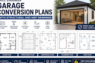 engineer garage conversion plans with structural and mep drawings