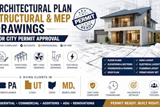architectural plan structural and mep  drawing  for city permit in pa ut oh MD