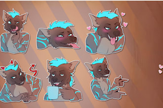 draw custom nsfw telegram stickers, furry stickers discord emotes and animations