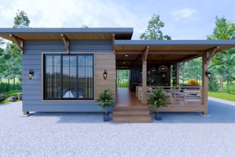 design tiny house, 3d modular home, cabin and shed design