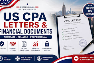 prepare US CPA income verification and financial documents