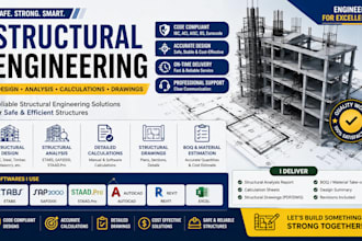 do structural engineering design, structural analysis, etabs and autocad