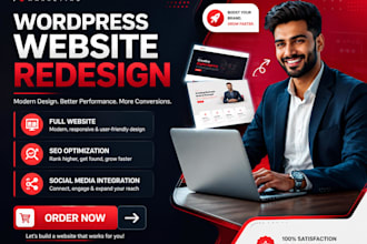 redesign your looka  hostinger ionos website using elementor pro