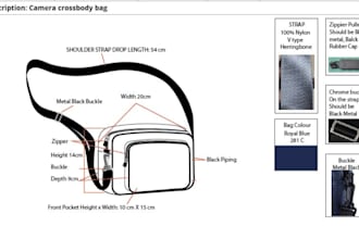 create detailed backpack tech pack manufacturer production