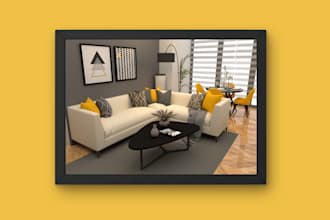 do interior design for gym, coffee shop with rendering