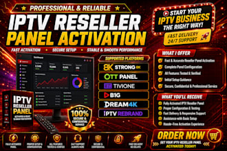 create reseller panel strong8k,ott panel,tivione, b1g,dream4k,iptv rebrand