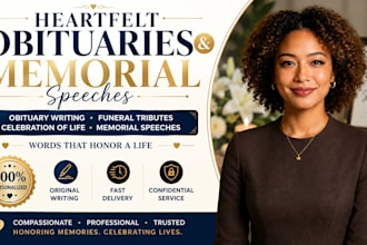 write a heartfelt obituary, funeral tribute and memorial speech
