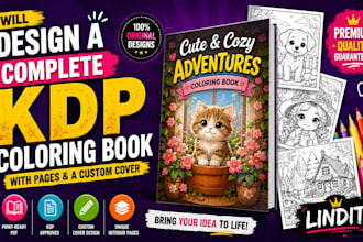 design a complete KDP coloring book with pages and a custom cover