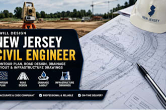 new jersey civil engineer contour plan, road design, drainage and infrastructure