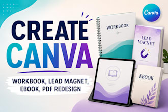 design canva workbook, lead magnet, ebook and PDF redesign