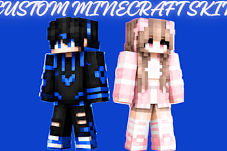 create custom minecraft skin for java and bedrock anime character skin pixel art