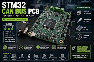 design stm32 custom pcb for sensors can bus and embedded firmware
