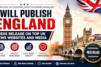 publish england press release on top UK news websites and media