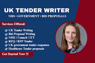 write UK tender bids, nhs contracts, rfp responses and winning bid proposals