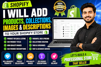 add products, collections, images, and descriptions to shopify