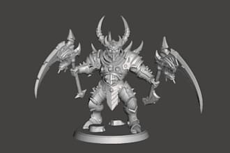 re carve 3d demon warrior,tabletop figure,dnd character,3mf statue,zbrush sculpt