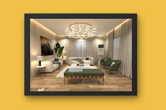 interior design living room with rendering