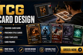 design custom trading card game tcg card pokemon card and game card template