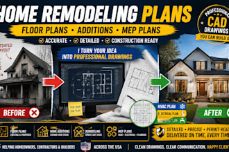 design home remodeling drawings, additions and residential floor plans mep plan