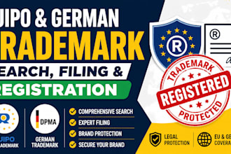 provide euipo and german trademark search, filing, and trademark registration